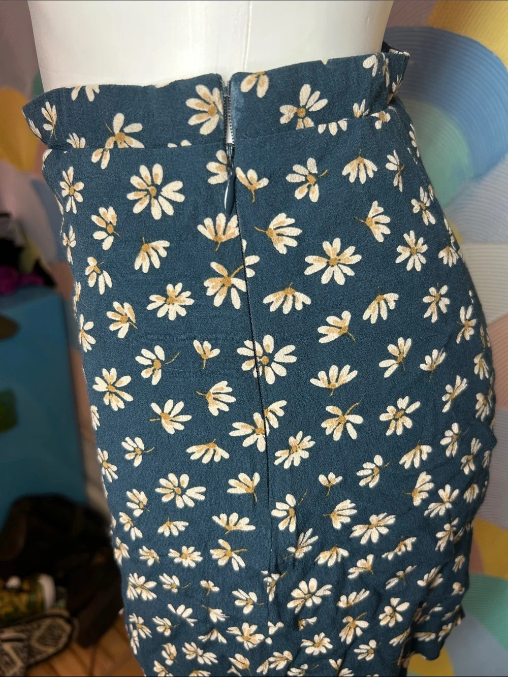 Cooperative Navy Floral Scallop-Hem Mini Skirt sz 6